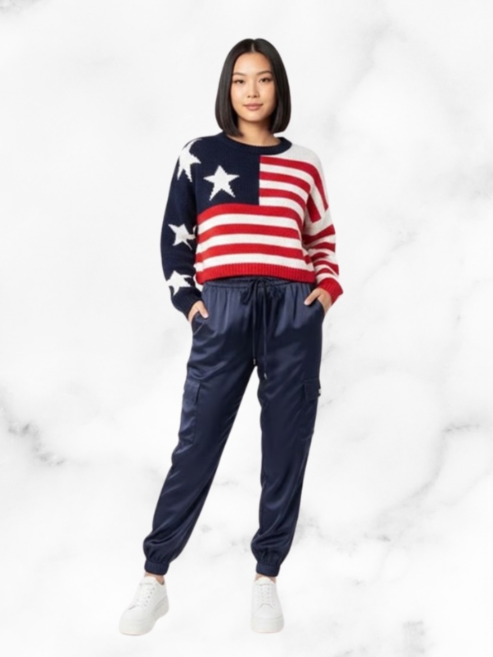 Women's NWOT Moon & Madison American Flag Red, White, and Blue Sweater